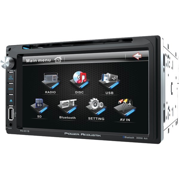 POWER ACOUSTIK PD-651B 6.5" Double-DIN In-Dash LCD Touchscreen DVD Receiver (With Bluetooth(R))
