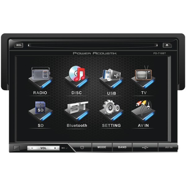 POWER ACOUSTIK PD-710B 7" Single-DIN In-Dash TFT/LCD Touchscreen DVD Receiver (With Bluetooth(R))