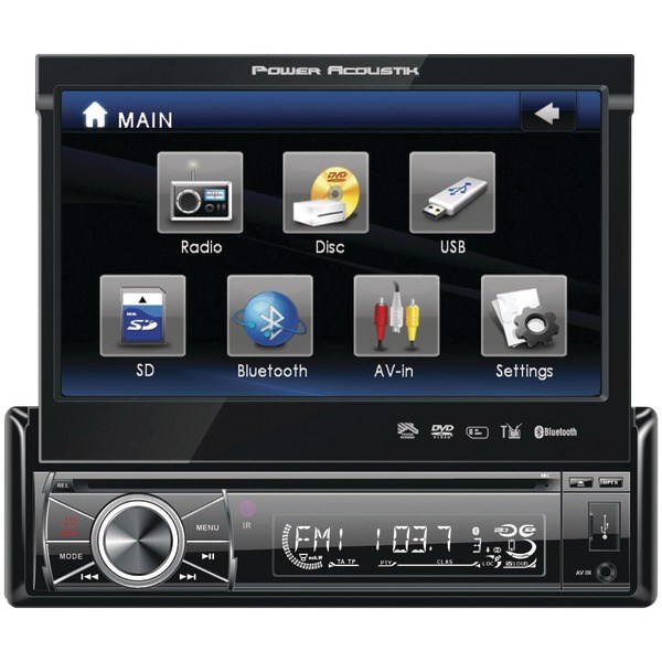 POWER ACOUSTIK PTID-8920B 7" Single-DIN In-Dash Motorized Touchscreen LCD DVD Receiver with Detachable Face (With Bluetooth(R))