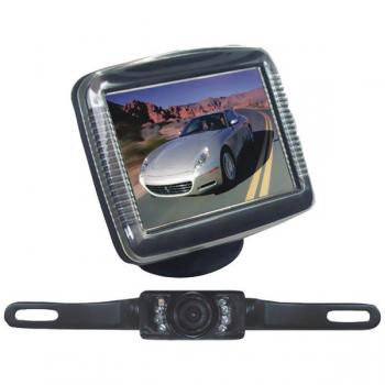 PYLE PLCM36 3.5" Slim TFT LCD Universal Mount Monitor System with License Plate Mount & Rearview Camera